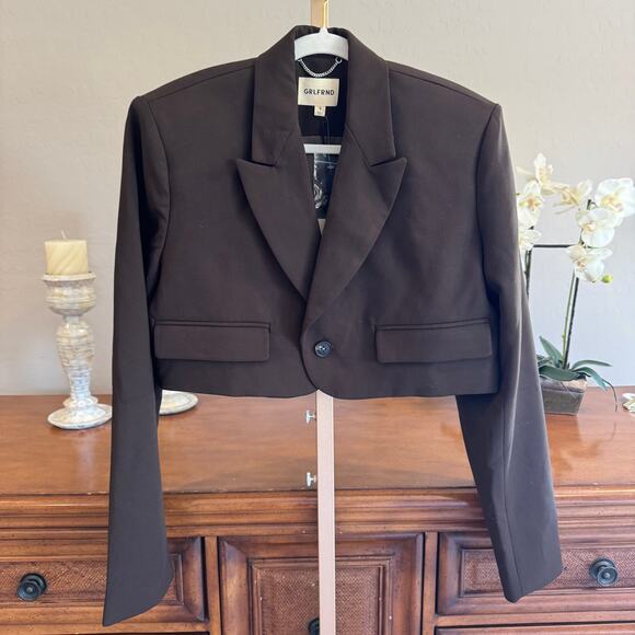 GRLFRND The Cropped Blazer in Ganache Brown Size S NWT MSRP $395 - Picture 2 of 7
